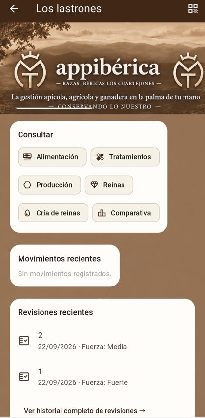 AppIbérica: consultas y revisiones recientes del apiario
